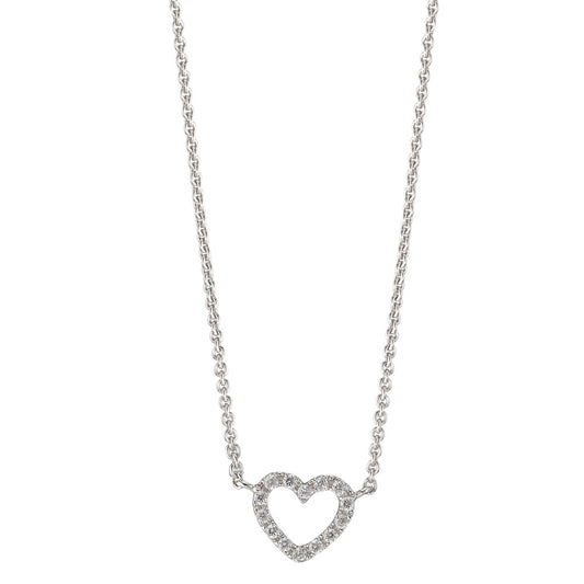 Necklace 9k White Gold Zirconia 14 Stones Heart 40-42 cm