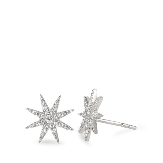 Stud earrings 9k White Gold Zirconia Star Ø10 mm