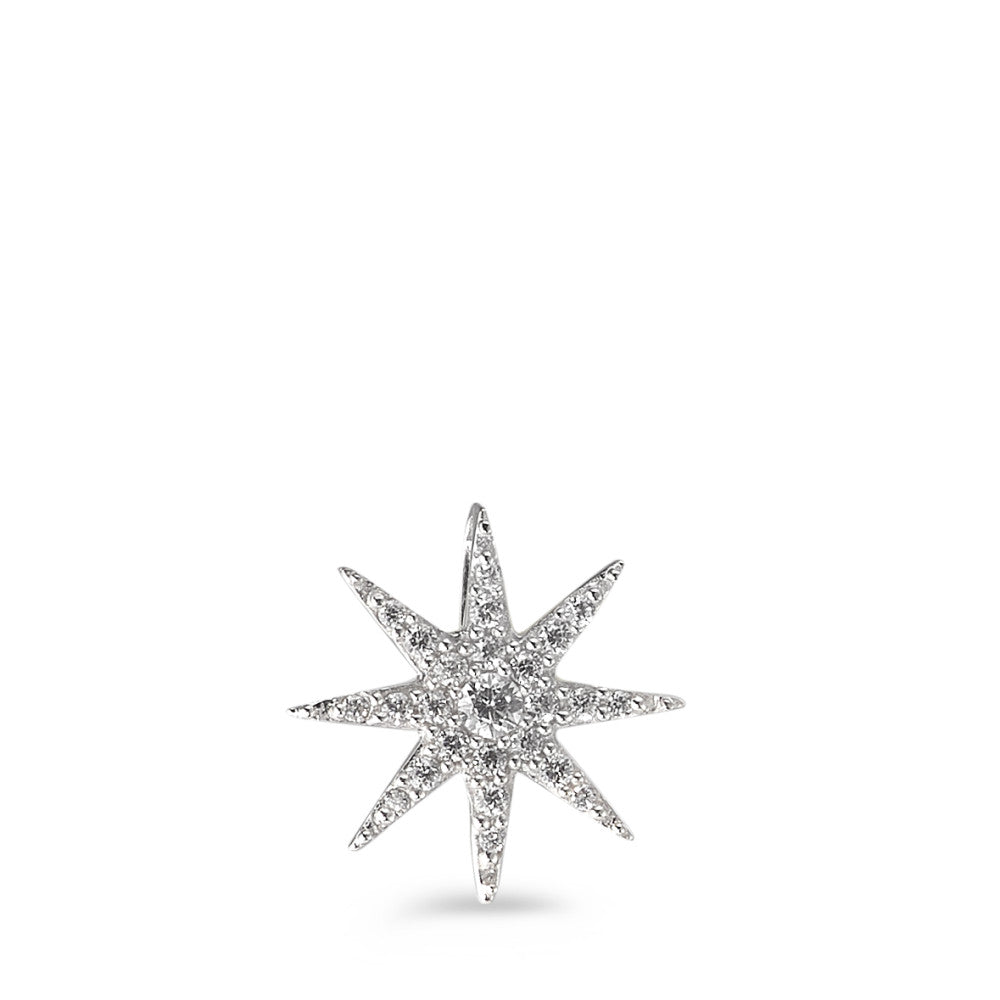 Pendant 9k White Gold Zirconia Star Ø10 mm