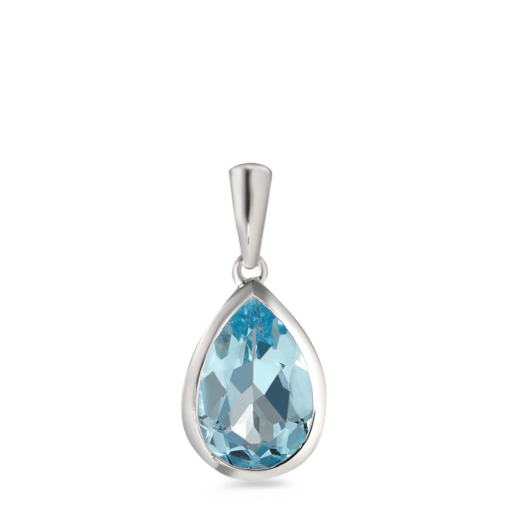 Pendant 9k White Gold Topaz Blue