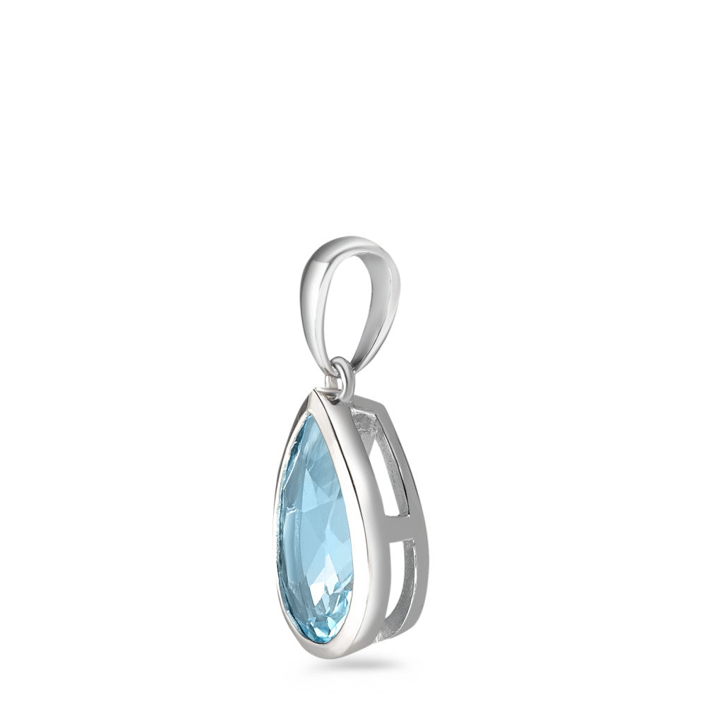 Pendant 9k White Gold Topaz Blue