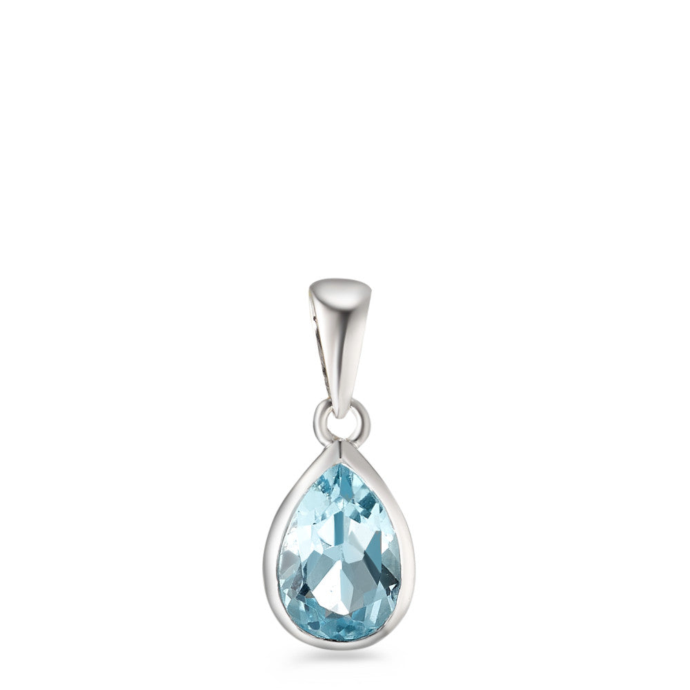 Pendant 9k White Gold Topaz Blue