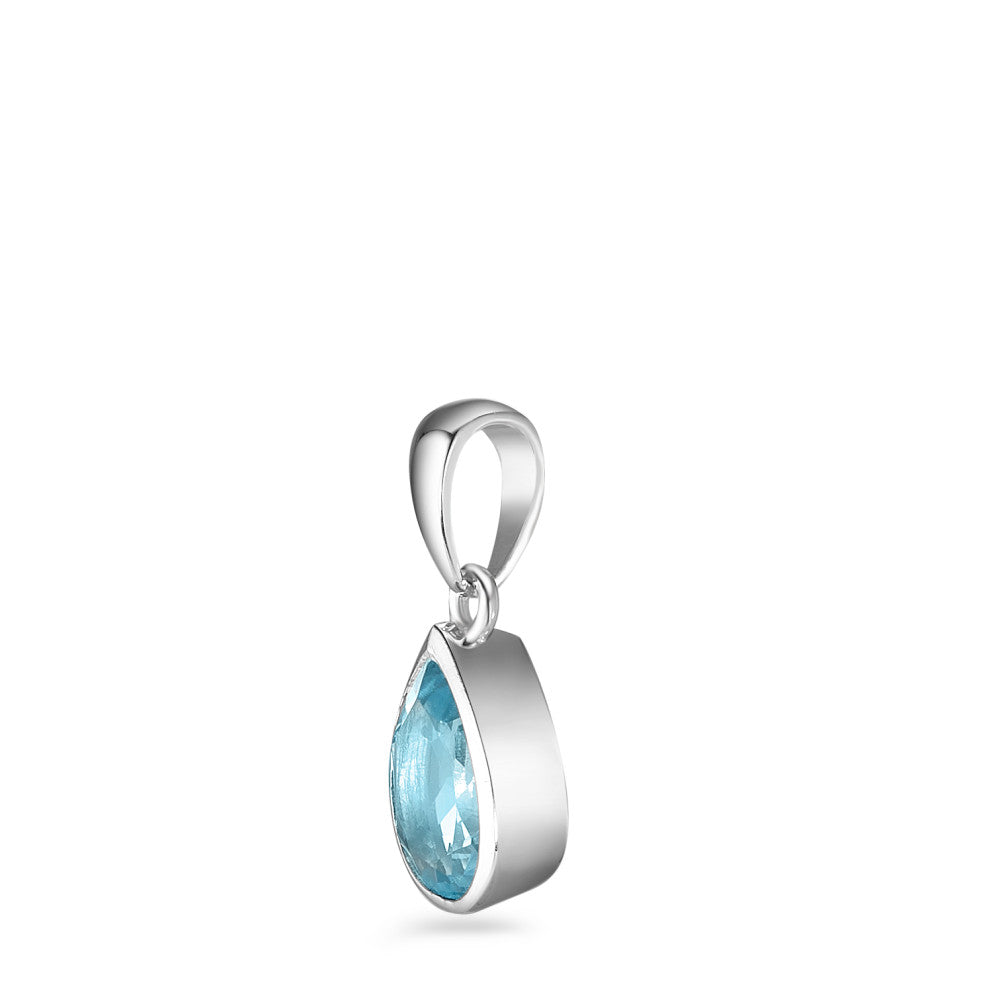 Pendant 9k White Gold Topaz Blue