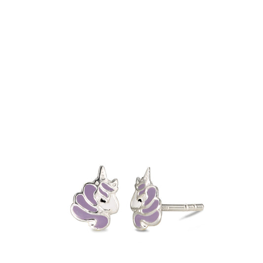 Stud earrings Silver Lacquered Unicorn Ø6 mm