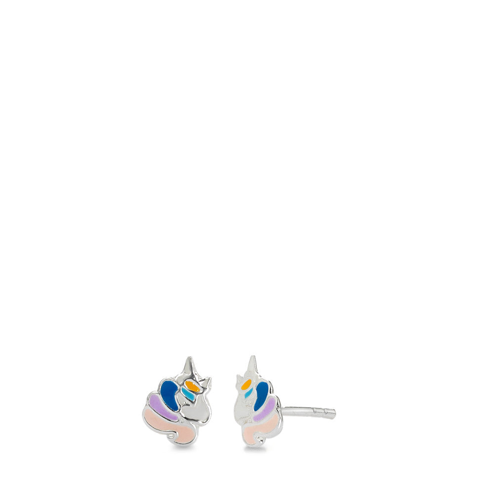 Stud earrings Silver Lacquered Unicorn Ø6 mm