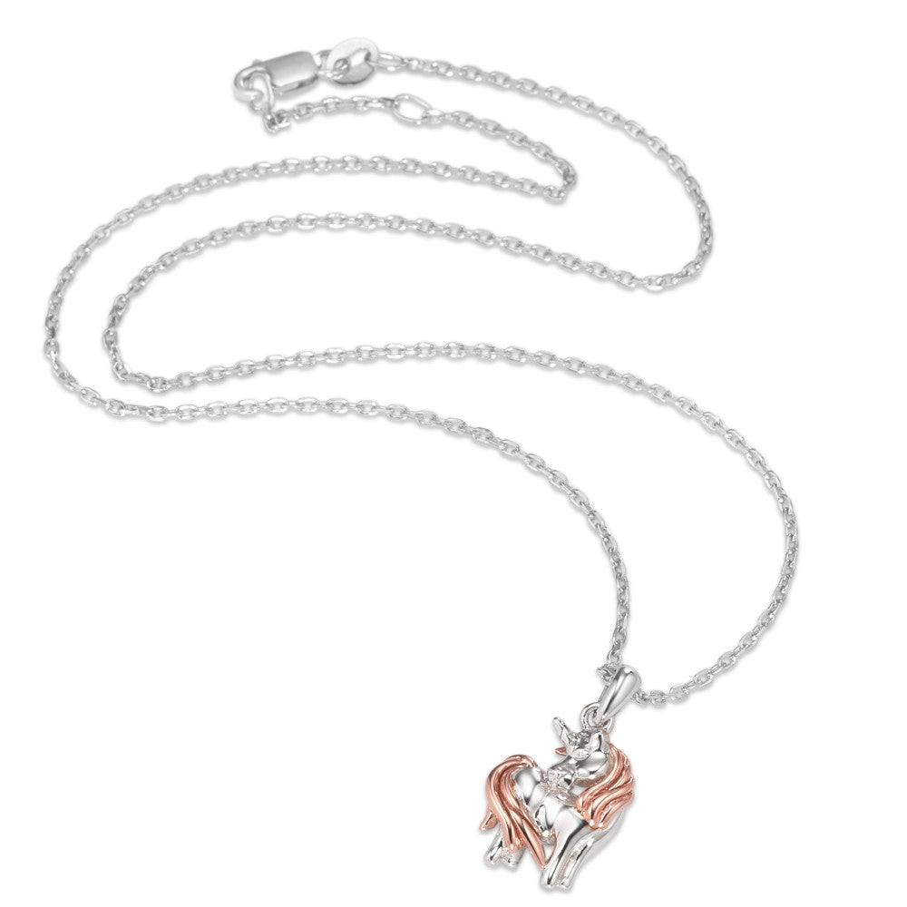 Necklace with pendant Silver Rose Bicolor Unicorn 36-38 cm