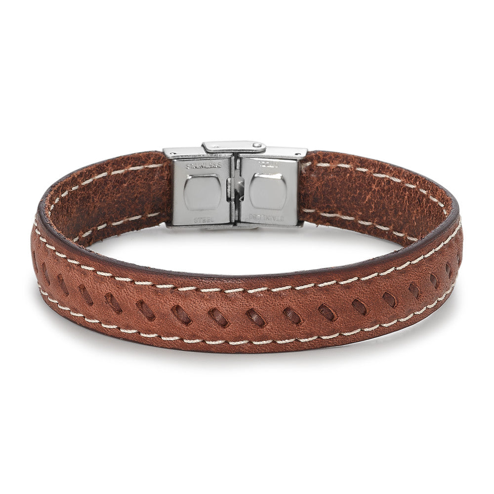 Bracelet Leather, Stainless steel 21 cm