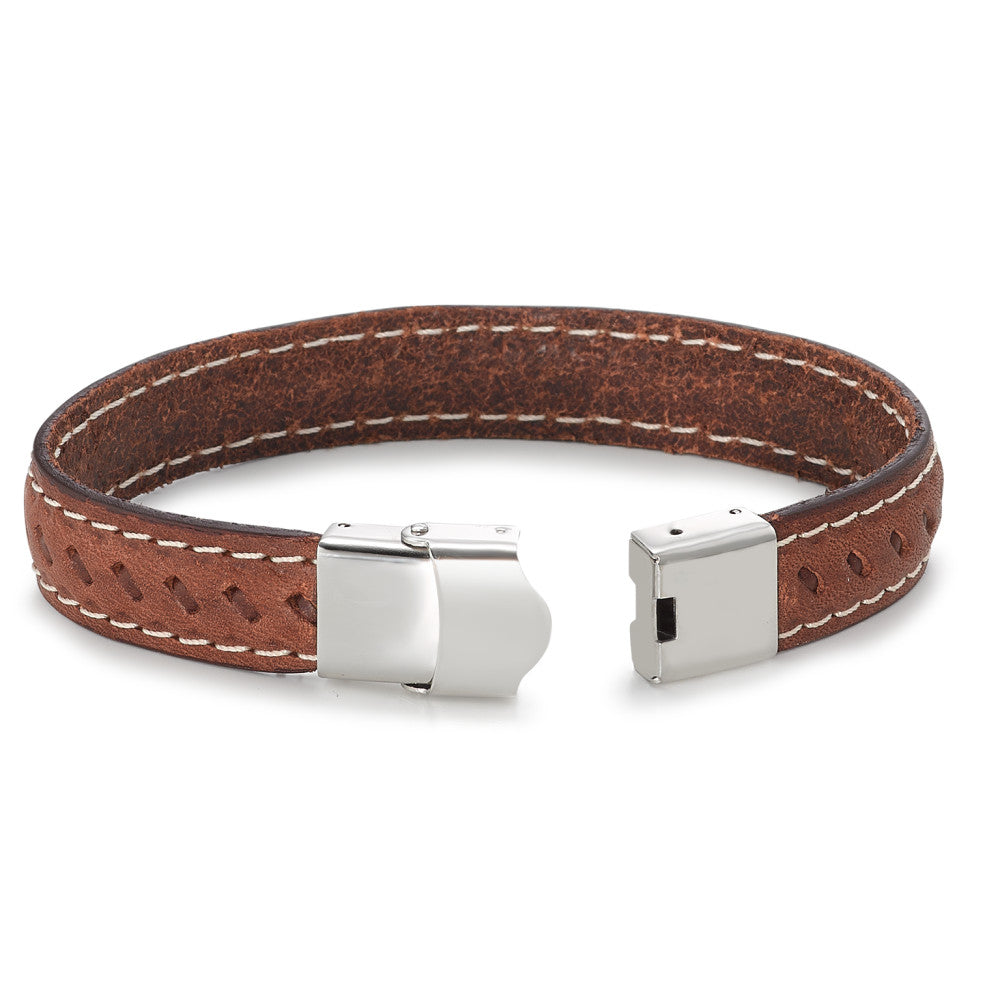 Bracelet Leather, Stainless steel 21 cm