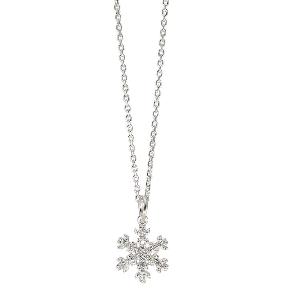 Necklace with pendant Silver Zirconia Snowflake 38-40 cm Ø9 mm