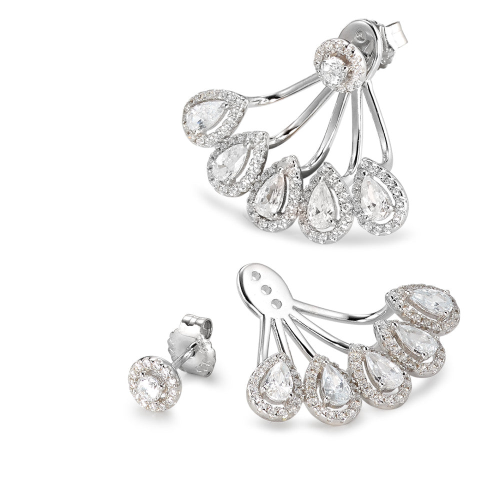 Drop Earrings Silver Zirconia Rhodium plated