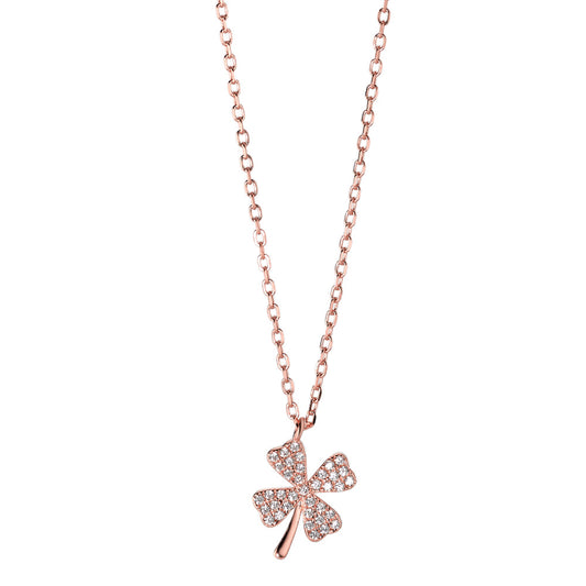 Necklace with pendant Silver Rose Gold plated Cloverleaf 40-45 cm