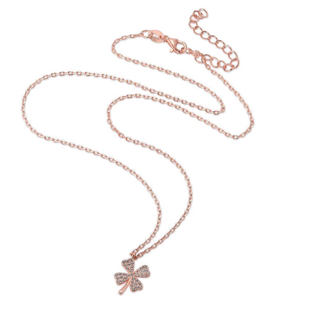 Necklace with pendant Silver Rose Gold plated Cloverleaf 40-45 cm