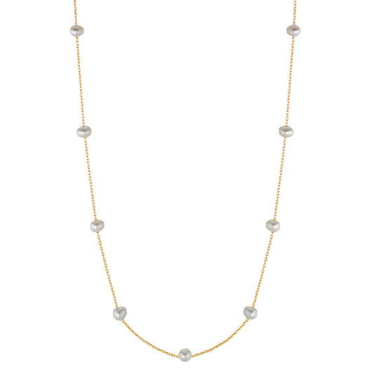 Necklace Silver Yellow Gold plated Freshwater pearl 39-44 cm