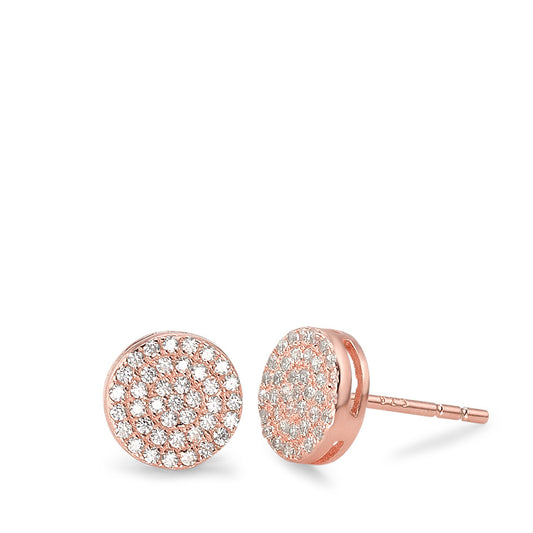 Stud earrings Silver Zirconia Rose Gold plated Ø8 mm