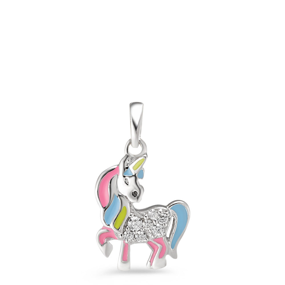 Pendant Silver Zirconia 7 Stones Rhodium plated Unicorn