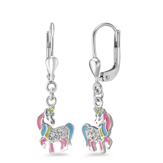 Drop Earrings Silver Zirconia 10 Stones Rhodium plated Unicorn