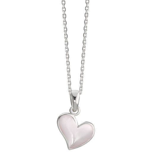 Necklace with pendant Silver Mother of pearl Heart 38-40 cm