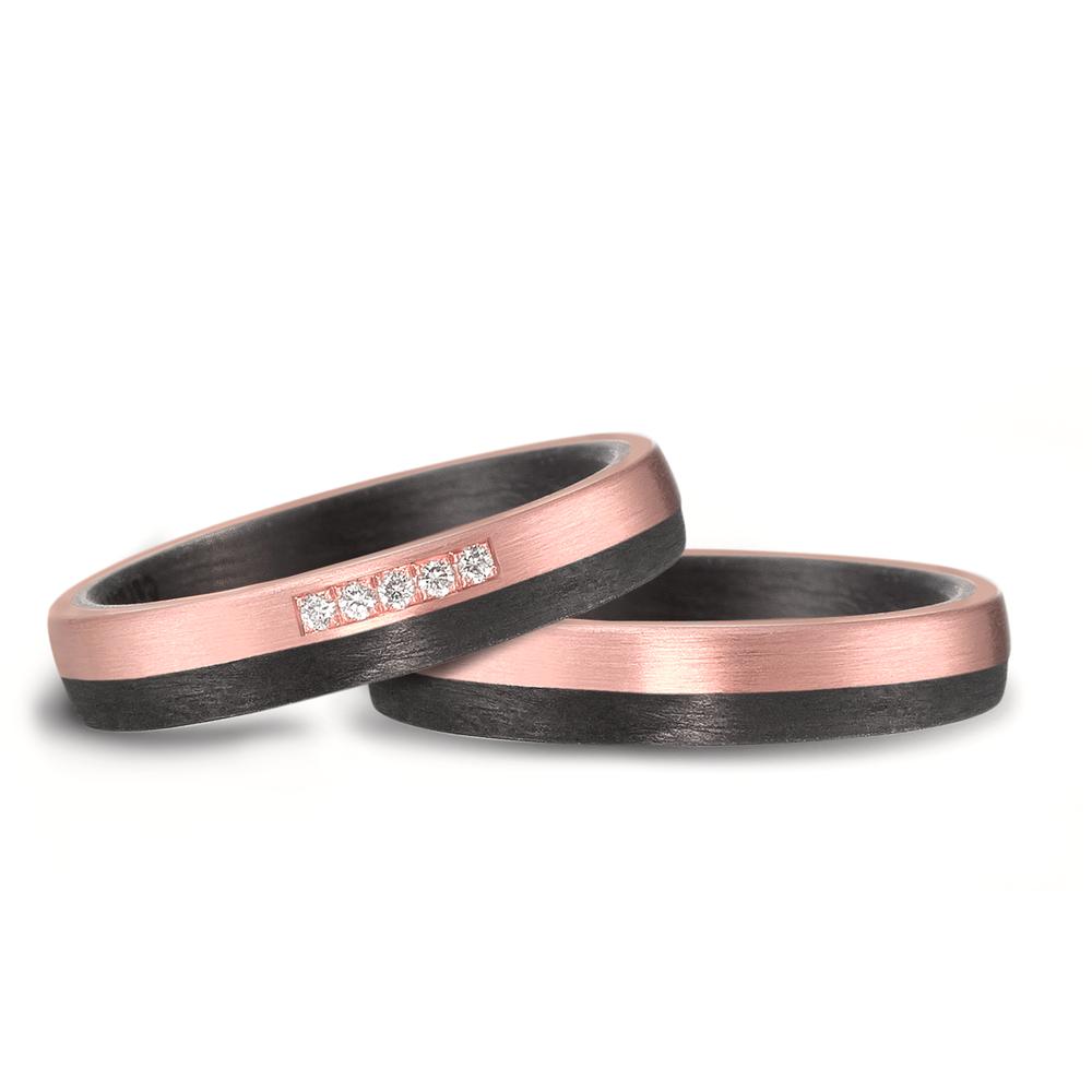 Wedding Ring 14k Rose Gold, Carbon