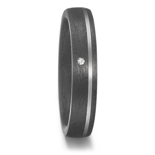 Wedding Ring Palladium 500 , Carbon Diamond 0.015 ct