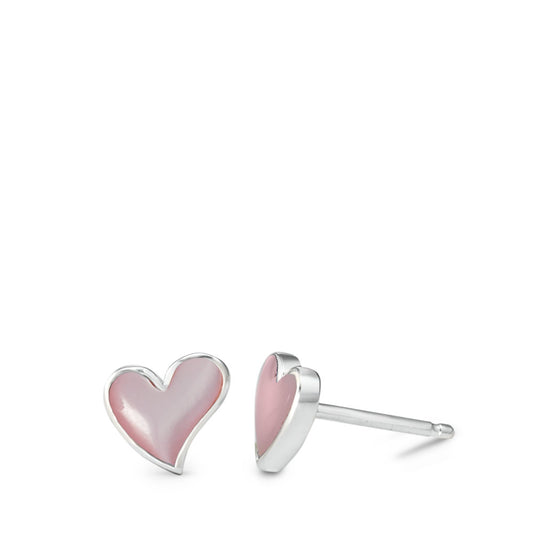 Stud earrings Silver Mother of pearl Heart Ø7 mm