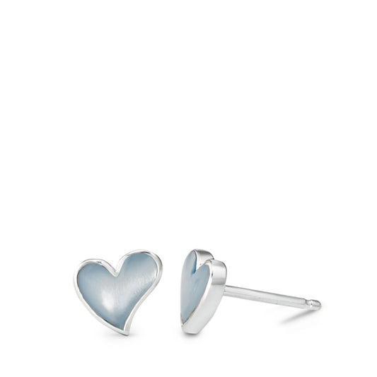 Stud earrings Silver Mother of pearl Heart Ø7 mm