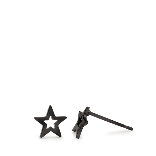 Stud earrings Stainless steel Black IP coated Star Ø7.5 mm