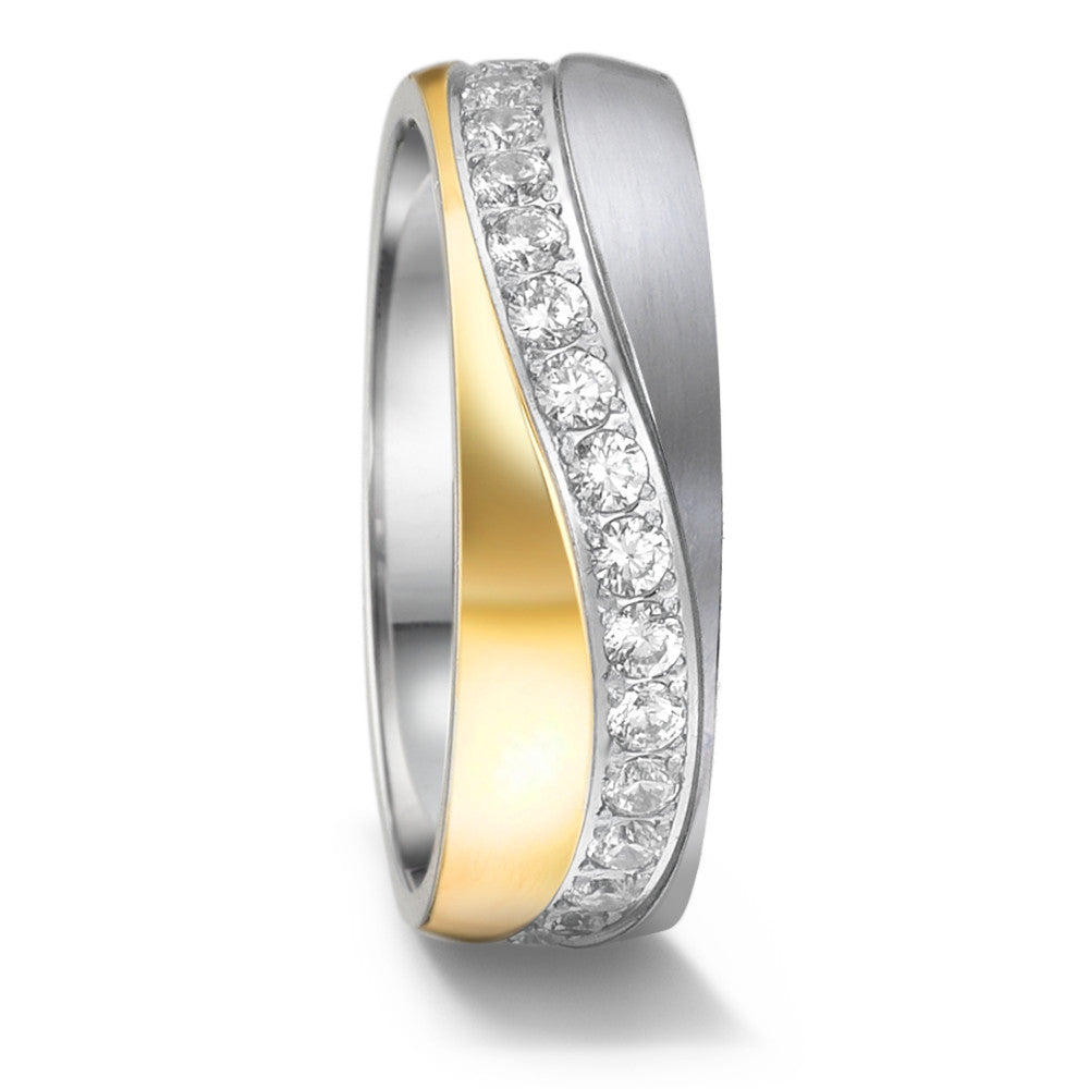 Wedding Ring Stainless steel Zirconia Yellow IP coated