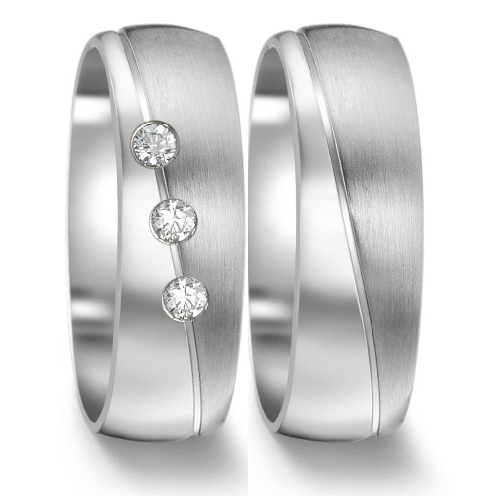 Wedding Ring Stainless steel Zirconia 3 Stones