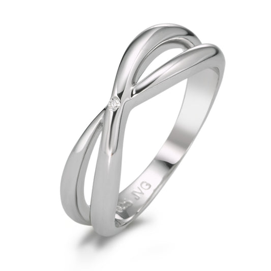 Ring Silver Diamond 0.006 ct, tc-si Rhodium plated Infinity