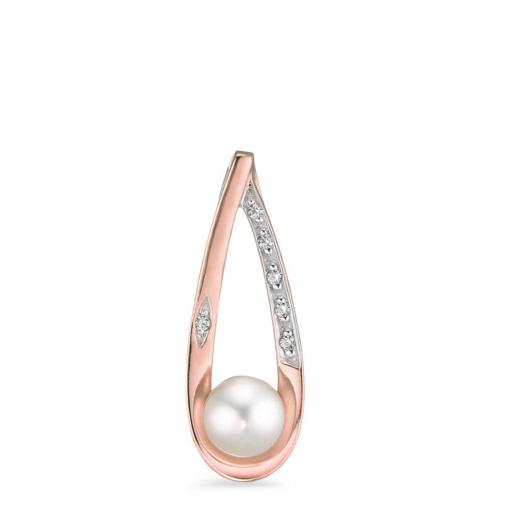 Pendant Silver Zirconia 6 Stones Rose Gold plated Freshwater pearl