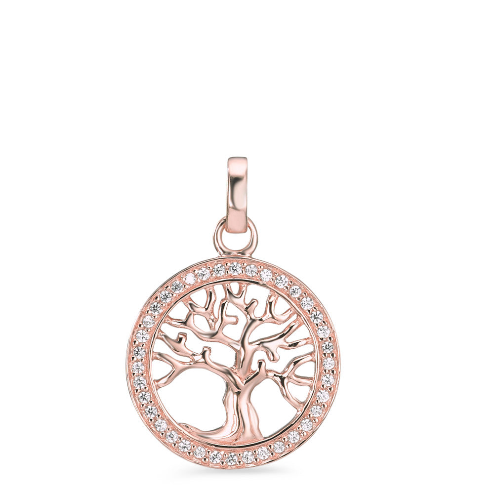 Pendant Silver Zirconia Rose Gold plated Tree Of Life Ø18 mm