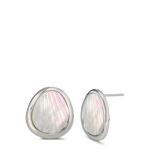 Stud earrings Silver Rhodium plated Mother of pearl