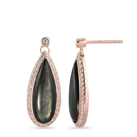 Drop Earrings Silver Zirconia Rose Gold plated Mother of pearl