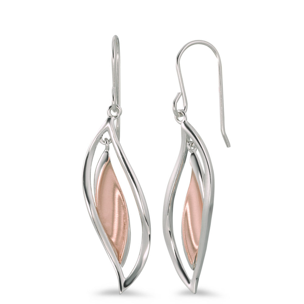 Drop Earrings Silver Rose Bicolor