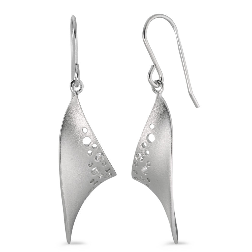 Drop Earrings Silver Zirconia 4 Stones Rhodium plated