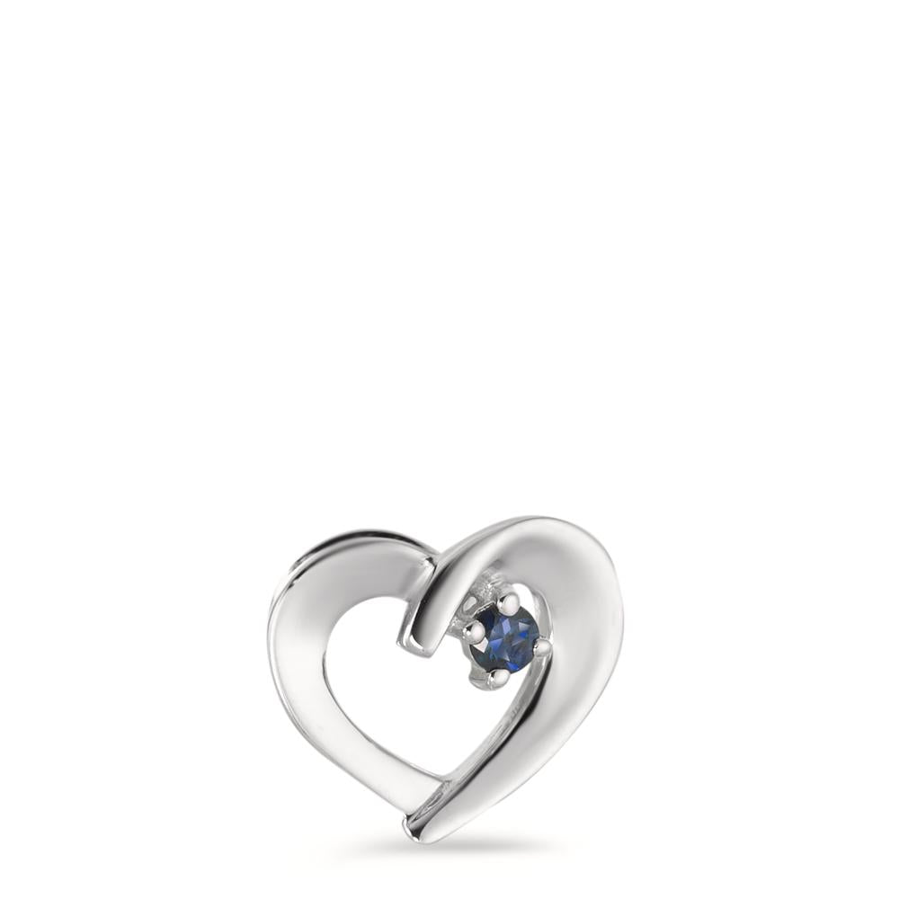 Pendant Silver Sapphire Rhodium plated Heart Ø10 mm