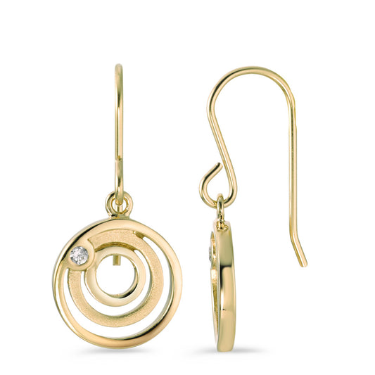 Drop Earrings Silver Zirconia 2 Stones Yellow Gold plated Ø12 mm