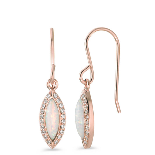 Drop Earrings Silver Synthetic Opal Rose Gold plated