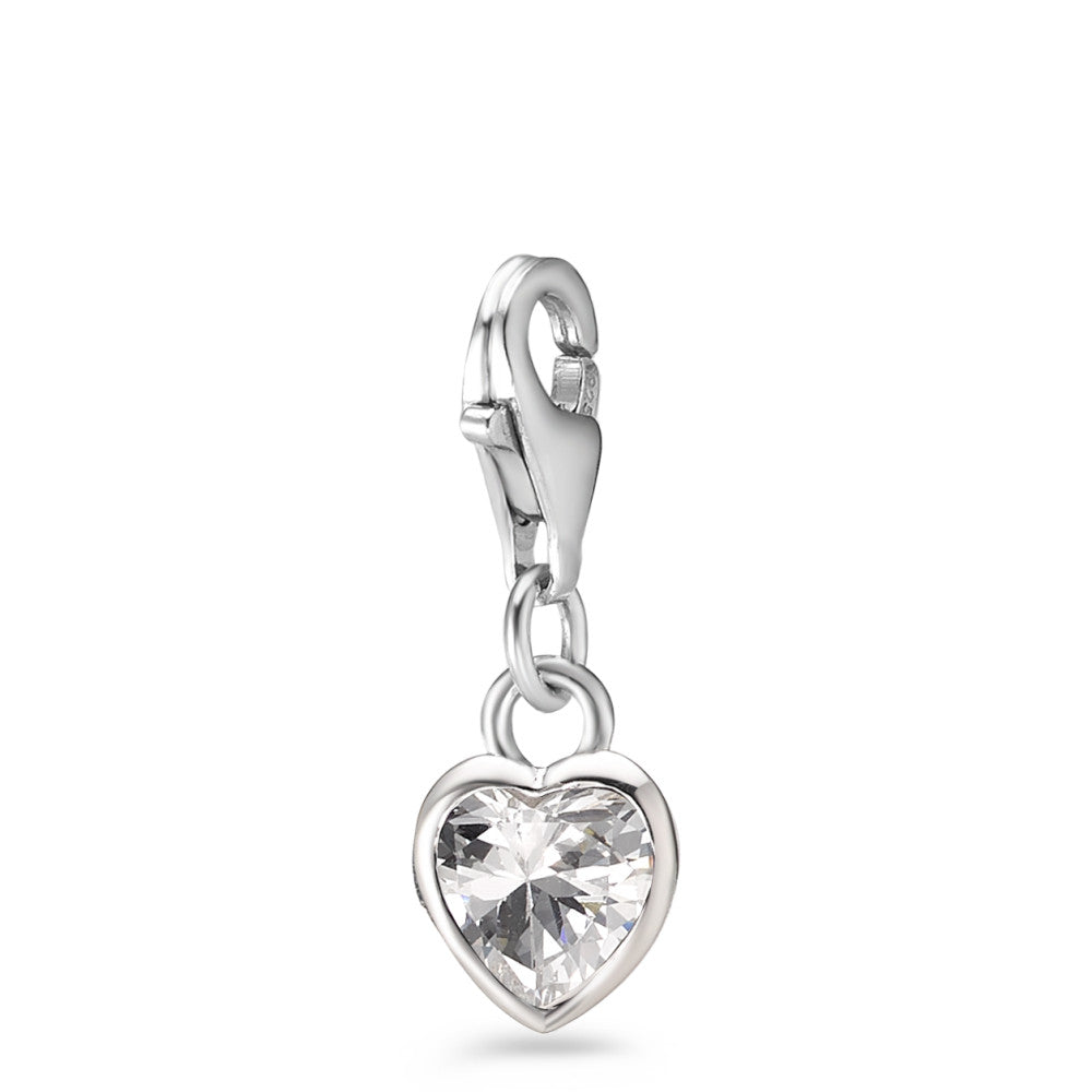 Charms Silver Zirconia White Rhodium plated Heart Ø7 mm