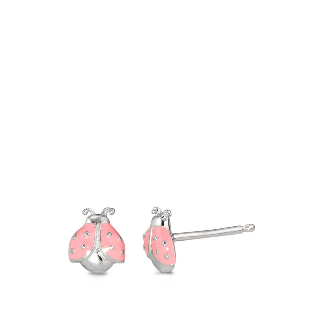 Stud earrings Silver Rhodium plated Ladybird Ø6.5 mm