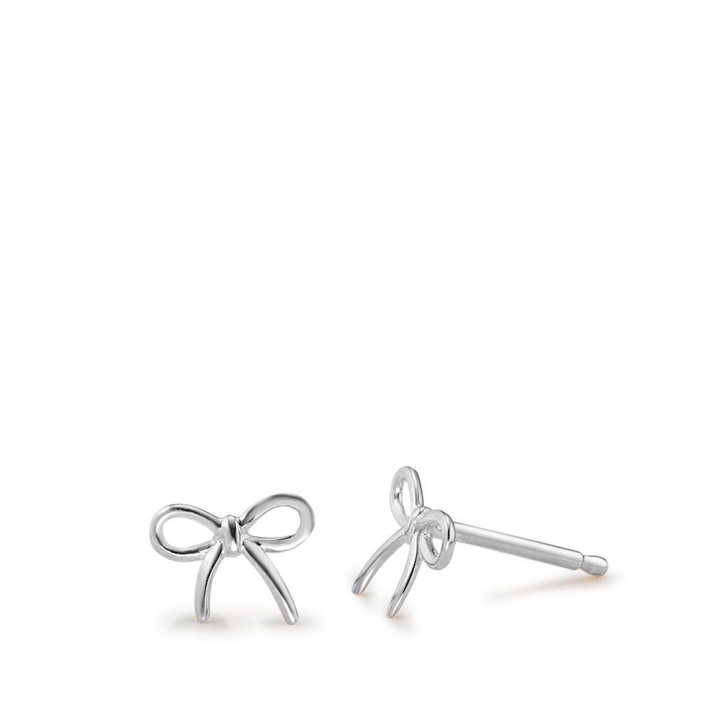 Stud earrings Silver Rhodium plated Bow Ø7.5 mm