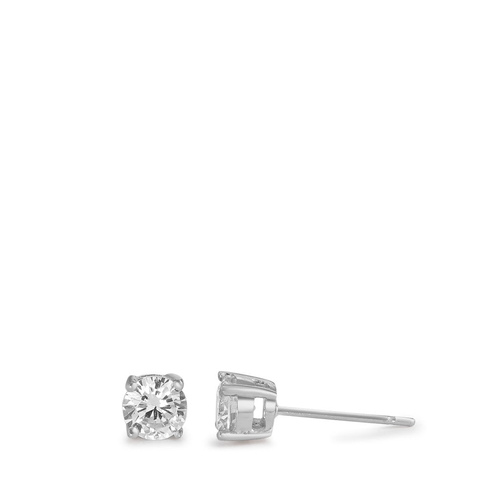 Stud earrings Stainless steel Zirconia 2 Stones Ø5 mm