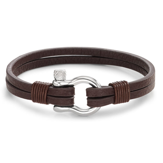 Bracelet Leather, Stainless steel 21 cm