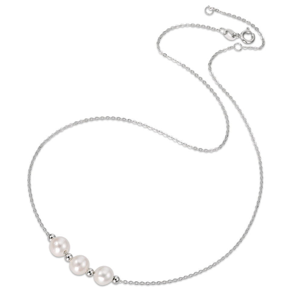 Necklace Silver Rhodium plated Freshwater pearl 38-42 cm