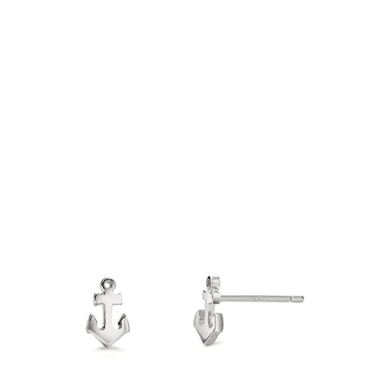 Stud earrings Silver Rhodium plated Anchor