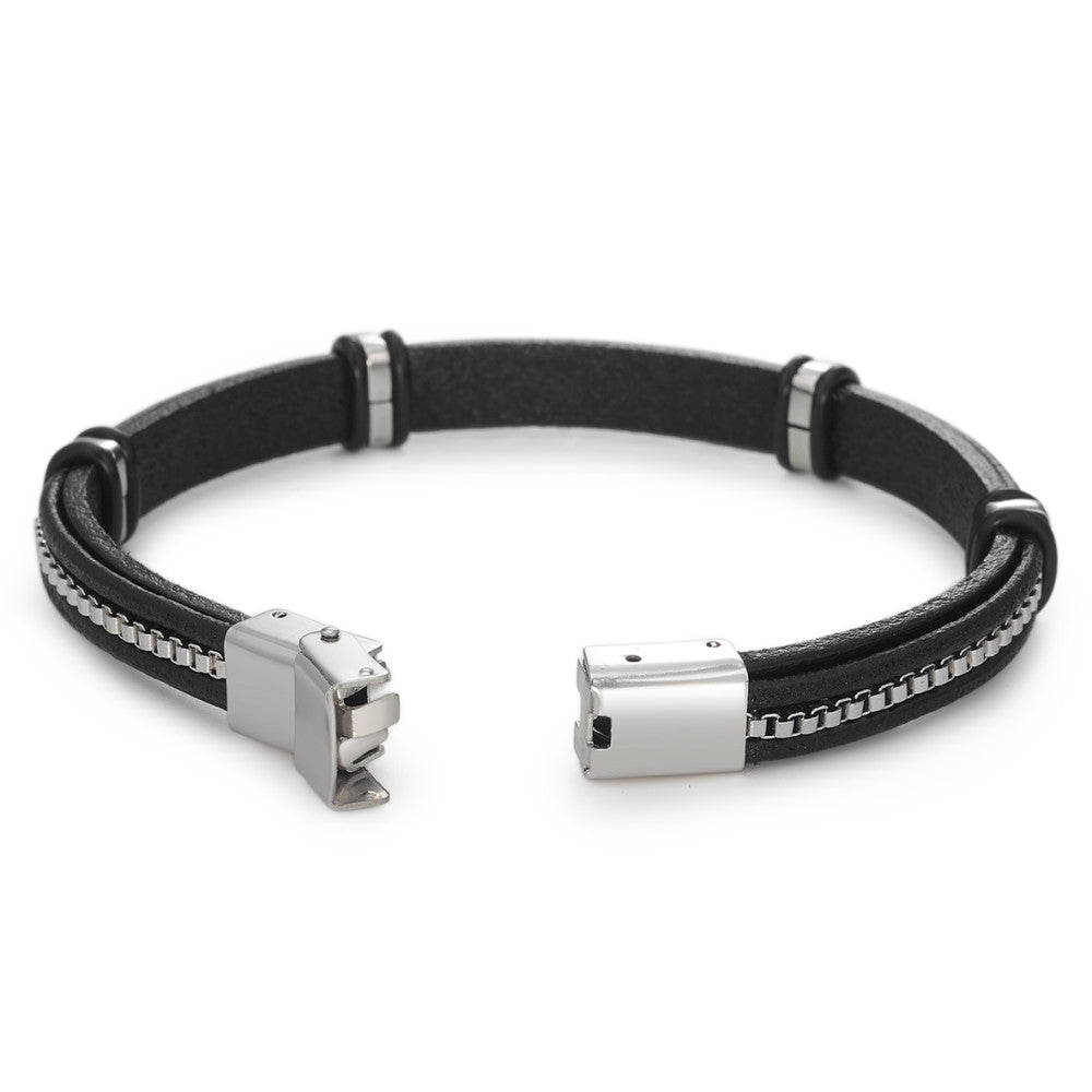 Bracelet Leather, Stainless steel 21 cm