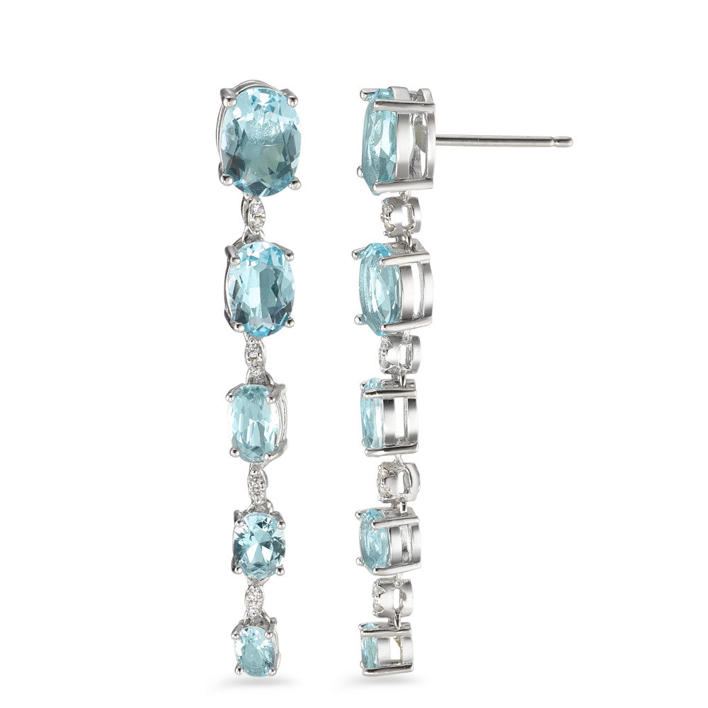 Drop Earrings Silver Synthetic Aquamarine 26 Stones Rhodium plated