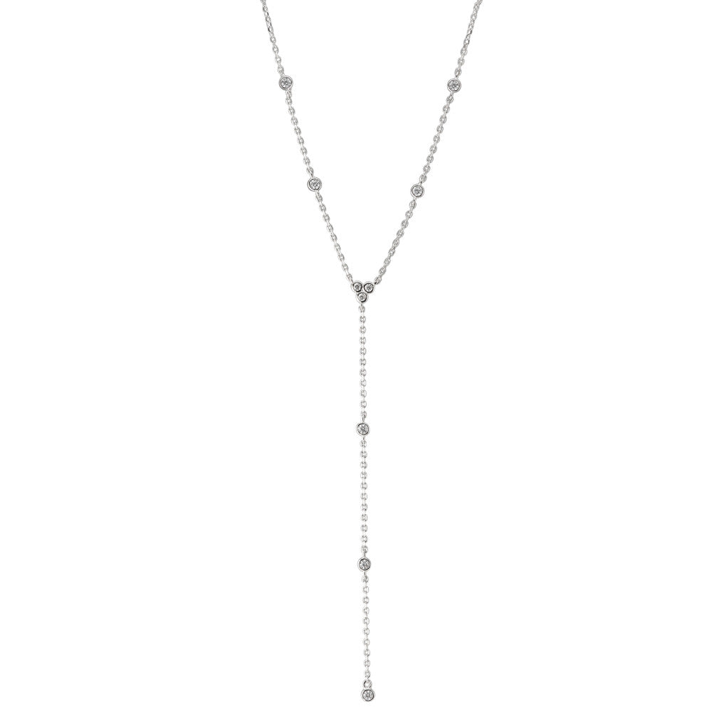 Necklace Silver Zirconia 14 Stones Rhodium plated 40-45 cm