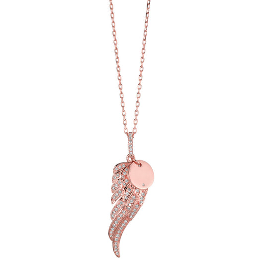 Necklace with pendant Silver Zirconia Rose Gold plated Wing 40-45 cm