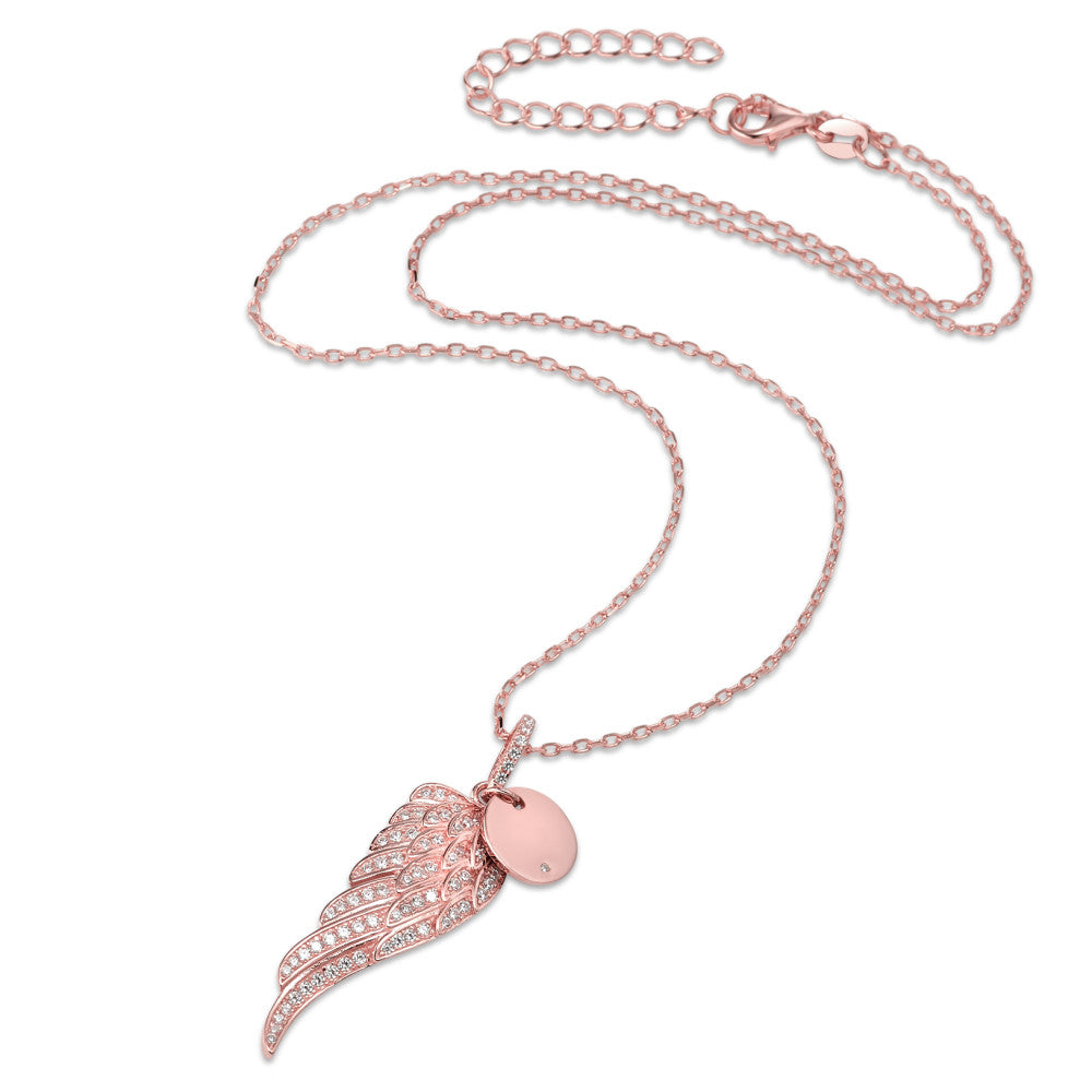 Necklace with pendant Silver Zirconia Rose Gold plated Wing 40-45 cm